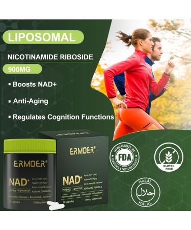 ERMOER NAD Liposomal Nicotinamide Riboside with Resveratrol & Quercetin 900mg NAD Resveratrol Supplement for Anti Aging Energy Antioxidant Focus (90 Count) - Buy Online on GoSupps.com
