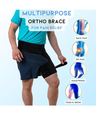 Ortho Wrap Hip & Groin Brace for Sciatica | Compression Sleeve for Hamstring Relief | Large Left Leg Support for Men & Women - Buy Online on GoSupps.com