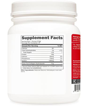 Ketologic Grass Fed Collagen Hydrolysate Powder (Vanilla) (1 LB) - 37 Servings 11 G Collagen Per Serving 10 G Protein Per Serving - Grass-fed Collagen Peptides - Buy Online on GoSupps.com
