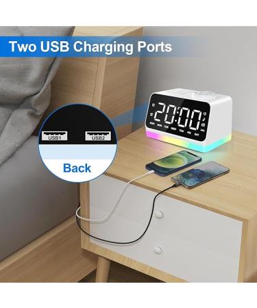 JALL Digital Alarm Clock with FM Radio for Bedroom, 8 Colors Night Light with 2 Charging Port, Sleep Sound Machines with Timer, Dual Alarm, Loud Alarm and Easy to Use for Seniors and Kids as Gift - Buy Online on GoSupps.com