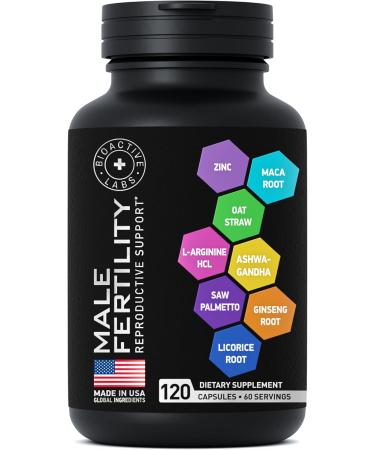 Fertility Supplements for Men - Zinc Maca Ashwagandha L-Arginine - Male Vitality Conception for Him - Count and Motility Pregnancy Aid - Vitamins and Male Fertility Support Supplement - 120 Pills - Buy Online on GoSupps.com