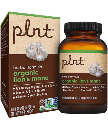 plnt Organic LionaTMs Mane Mushroom a Supports Nerve & Brain Health a 1 000 MG (120 Organic Capsules) 120 Count (Pack of 1)