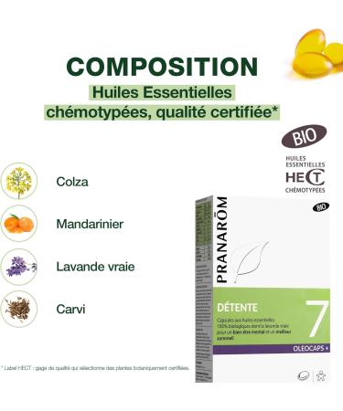PRANAR M - Ol ocaps 7 - D tente - Aux Huiles Essentielles Cibl es - Mandarine Lavande Vraie & Carvi - 100% Naturelle Et Bio - HECT - 30 Capsules Pr dos es D tente & Relaxation - Buy Online on GoSupps.com
