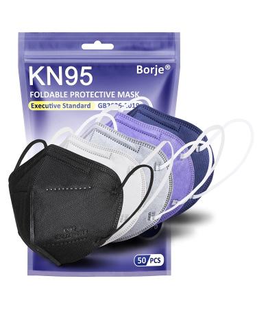 50 Pcs Borje KN95 Face Masks - 5-Ply Multicolor Disposable Masks for Adults - Buy Online on GoSupps.com