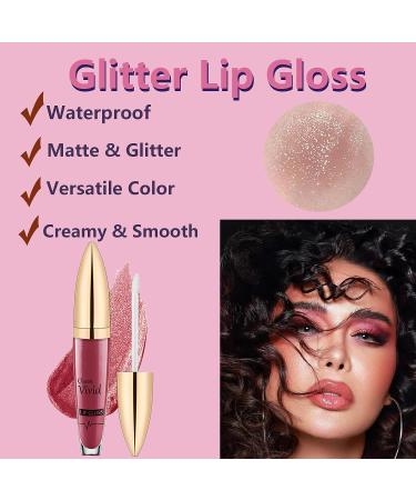 Rosarden Glitter Lip Gloss - Shimmer Metallic Waterproof Lipstick for Lips, Eyes, Cheeks - Sparkly Glitter Liquid Lipstick - Buy Online on GoSupps.com