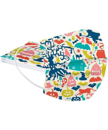 50PC Halloween Disposable Face_Masks for Adults Kids 3-Ply Colorful Breathable Face_Mask with Nose Wire Protective Facemask (50PC disposable for Kids F) - Buy Online on GoSupps.com