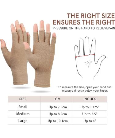 Arthritis Compression Gloves for Men & Women - Relief for Rheumatoid, Osteoarthritis, Carpal Tunnel Pain - 2 Pairs Light Brown - Buy Online on GoSupps.com