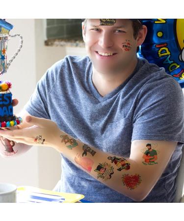 Father's Day Temporary Tattoos - 12 Sheets, 112 Pieces, Dad Themed Stickers for Party Decorations and Favors - Buy Online on GoSupps.com