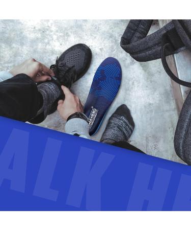 WALKHERO Medium Arch Support Insoles - Cushioning Orthotic Insoles for Plantar Fasciitis Relief | Shock Absorption Inserts for Men & Women - Blue (Mens 11-11.5 - Buy Online on GoSupps.com