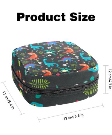 Dinosaur Print Sanitary Napkin Storage Bag | Menstrual Pad Pouch for Teen Girls & Women | Portable Nylon Oxford Cloth with Zipper | Multicoloured Design - Buy Online on GoSupps.com
