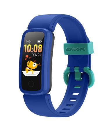 BIGGERFIVE Vigor Kids Fitness Tracker Watch for Girls Boys Ages 5-15, IP68 Waterproof, Activity Tracker, Pedometer, Heart Rate Sleep Monitor, Calorie Step Counter Watch Blue