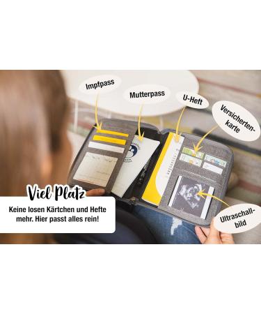 Ehrenkind Maternity Pass Cover | Mother-Child Pass Cover | U-Booklet Bag | Vaccination Record Cover in Gray - Shop Now for International Shipping! - Buy Online on GoSupps.com