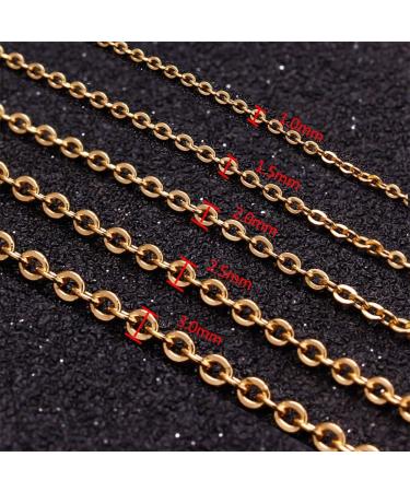 33ft 18K Gold Stainless Steel Flat Cable Chain Link Spool Bulk with 20 Lobster Clasps and 50 Jump Rings - 1.5mm Width for Pendant Necklace DIY Jewelry Making - Buy Online on GoSupps.com