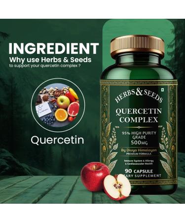 HERBS & SEEDS Quercetin Complex 500mg Supplement Natural Vegan Sources with Bioflavonoids & Potent Antioxidants for Cellular Health Support & Promotes Immunity 90 Capsules - Buy Online on GoSupps.com