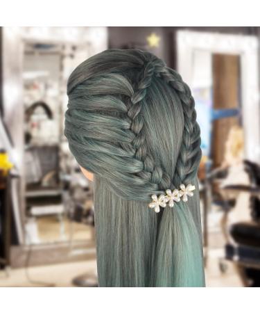 Frisierkopf Auzass 26-28 Inch Ombre Hairdressing Training Head - 100% Art Hair Styling Practice Set with Holder for DIY Hairstyles in Blue - Buy Online on GoSupps.com