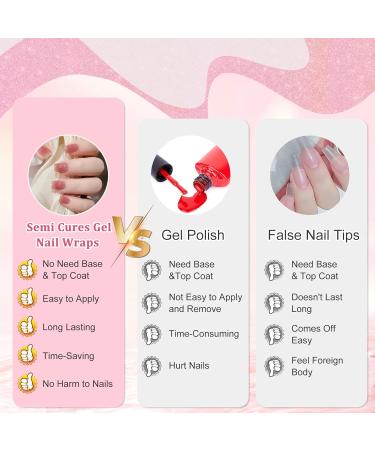20Pcs Semi Cured Gel Nail Strips Soft Self-Adhesive Gel Nail Stickers Long-Lasting Waterproof Gel Nail Polish Wraps Salon-Quality Manicure Set for Women Girls Kids DIY Decorations - Blush Shimmer - Buy Online on GoSupps.com