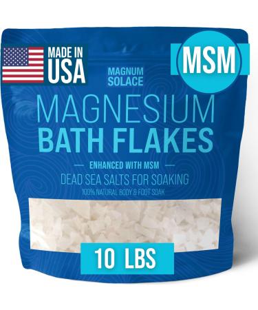 Magnesium Flakes with MSM - Magnesium Chloride Flakes - Dead Sea Salts for Soaking 10 LBS 160 Ounce (Pack of 1)