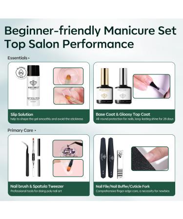 Modelones Poly Nail Gel Kit - 6 Colors 48W Nail Lamp Dark Emerald Green & Misty Gray - Perfect for Fall/Winter DIY Nail Art & Gifts - Buy Online on GoSupps.com