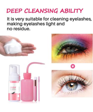 Eyelash Extension Shampoo - Delicate Eyelash Extension Cleaner with Rinse Bottle Brush Eyelash Extension Foam 100ml - Buy Online on GoSupps.com