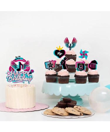 Music Birthday Cake Topper 25pcs Music Cupcake Toppers for Girl'S Music Karaoke Themed Cake Decorations Music Tok Party Birthday Supplies Celebration Favor - Buy Online on GoSupps.com