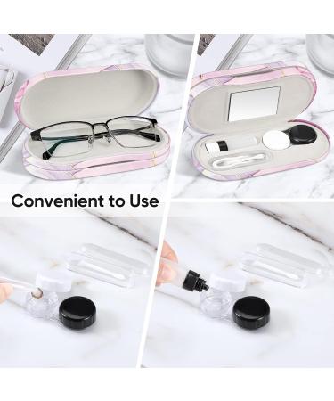 Fintie Double-Sided Glasses Case & Contact Lens Container | Hardcase with Mirror | Travel Set - Glittering Marble Design - Buy Online on GoSupps.com