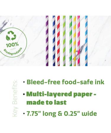Paper Straws 100% Biodegradable Assorted Colors (Assorted Drinking Straws) - Buy Online on GoSupps.com