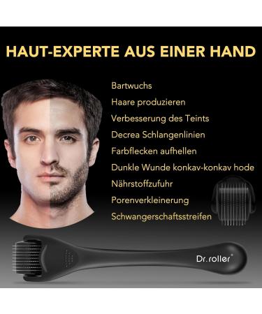Dr. Roller Dermaroller 1mm - Stimulate Beard & Hair Growth with 540 Titanium Needles - Best Microneedling Tool for Scalp & Beard - Buy Online on GoSupps.com