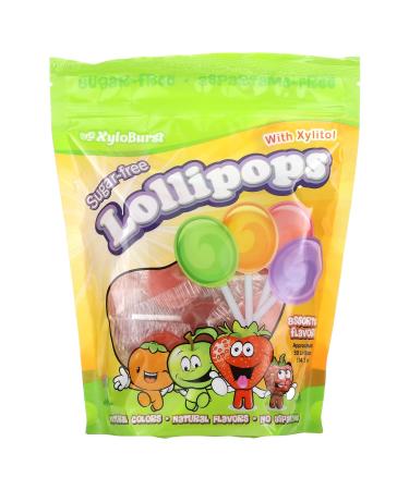 Xyloburst Sugar-Free Lollipops with Xylitol Assorted Flavors 50 Lollipops (18.6 oz)