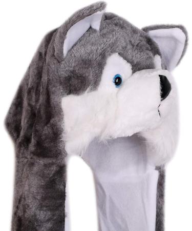 IBLUELOVER Kids Winter Hat Gloves Scarf Set - Husky Hooded 3-in-1 Faux Fur Party Animal Accessories for Boys, Girls & Teens - Buy Online on GoSupps.com