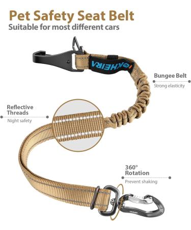 IOKHEIRA Dog Seat Belt - Adjustable Olive Green Dog Car Belt with Universal Plug & Locking Bar for Safe Travel - Buy Online on GoSupps.com