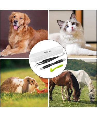 Melliex Tick Pliers Set | Stainless Steel Tick Remover & Tweezers for Pets | Tick Hooks & Storage Box for Dogs & Cats (Black) - Buy Online on GoSupps.com