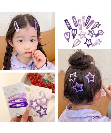 15 PCS Star Hair Clips - Non-Slip Metal Barrettes for Girls in Purple Geometric Pattern - Buy Online on GoSupps.com