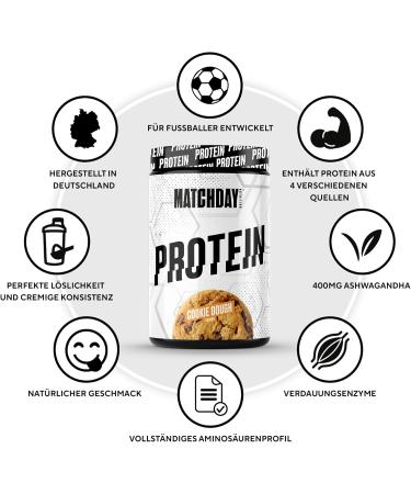 Matchday Nutrition Vegan Protein Powder Cookie Dough - 600g with Ashwagandha for Regeneration | Ideal for Footballers & Post-Sport Recovery - Buy Online on GoSupps.com