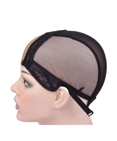 Buy 2-Pack 4x4 Inch U-Part Swiss Tip Wig Caps - Adjustable Straps for Wig Production | Medium Black (54cm) - Buy Online on GoSupps.com