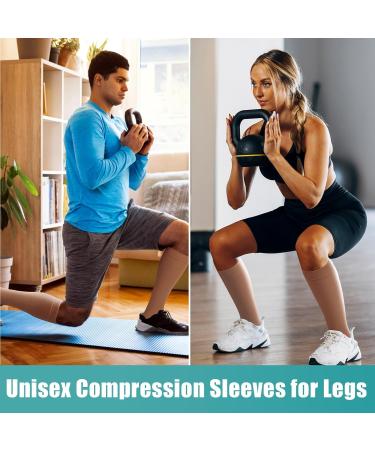 Evolyline 20-30 mmHg Graduated Calf Compression Sleeves for Women & Men Medical Footless Compression Socks for Calf Support Compression Calf Sleeves for Shin Splint Varicose Vein Edema Recovery Beige M - Buy Online on GoSupps.com