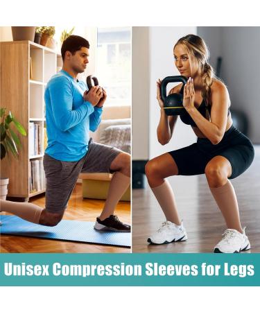 Evolyline Calf Medical Compression Stockings 20-30 mmHg for Men & Women - Thrombosis & Varicose Veins Relief Beige XXL - Buy Online on GoSupps.com