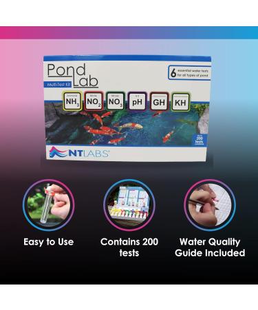 NT Labs Pond Lab Multi-Test Kit (6 Key Parameters - Ammonia Nitrite Nitrate pH General Hardness and Carbonate Hardness) Pond Water Test Kit Accurate Results Up to 200 Tests Combine Liquid Test - Buy Online on GoSupps.com
