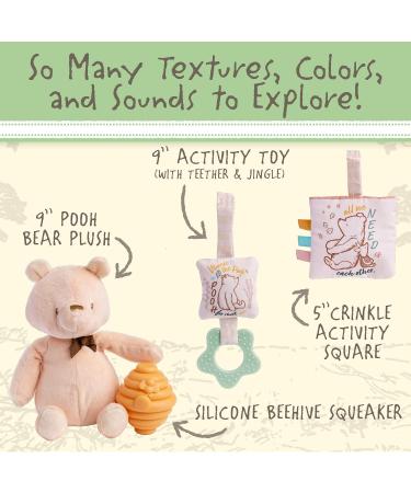 Kids Preferred Classic Pooh 4-Piece Set with Stuffed Animal Toy - Teether, Squeaker, Crinkle Square | 9 Baby Winnie The Pooh & Friends Original Version - Buy Online on GoSupps.com