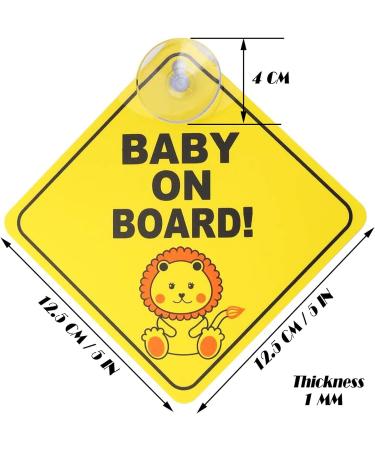 4 Pcs Baby On Board Sign with Suction Cups - Kids Driving Safety Warning - Bright Yellow 5x5 - Buy Online on GoSupps.com
