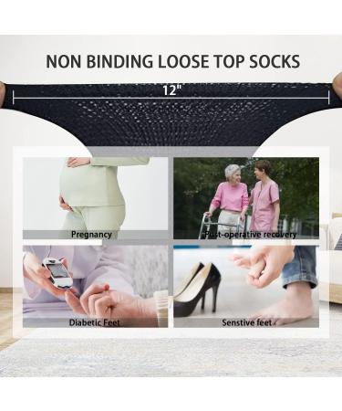 Fibye Extra Wide Socks for Swollen Feet - 2 Pairs Diabetic Edema Neuropathy Socks - Non-Binding Loose Fit - White, Medium - Buy Online on GoSupps.com
