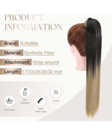 S-noilite Trendy 23 Straight Wrap Around Ponytail Clip in Hair Extension - Dark Brown to Ash Blonde (23 Inch) | Long Popluar Style - Buy Online on GoSupps.com