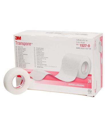 Part3M-1527-0 3M Transpore Medical/Surgical Tape 1/2 Inch x 10 Yards (1.25 cm x 9.14 m) Clear  Porous  Plastic  Hypoallergenic  Water-Resistant - 1/Box of 24 Rolls
