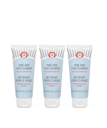 First Aid Beauty - Pure Skin Face Cleanser Effectively Removes Makeup Dirt & Impurities Gentle Cleanser Leaves Skin Soft & Supple Fragrance Free 2 oz 3 ct 2 Ounce (Pack of 3)