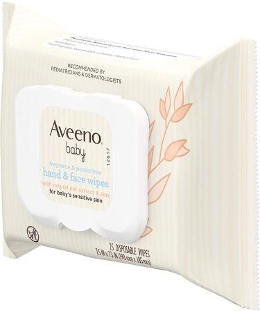 Aveeno Baby Fragrance-Free Hand & Face Wipes - Gentle Cleansing & Moisturizing for Sensitive Skin - Hypoallergenic, 25 ct - Buy Online on GoSupps.com