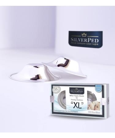 Nickel-Free Silver Nipple Shields - Set of 2 XL Nursing Cups for Sore Nipples, 100% Silver, Polished Surface - Breastfeeding Newborn Essential - Buy Online on GoSupps.com