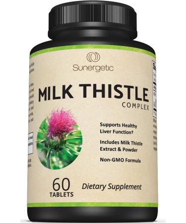 Premium Milk Thistle Complex - Supports Healthy Liver Function - Detox & Cleanse - Powerful Milk Thistle Extract & Seed Powder - Standardized Silymarin Content - 60 Milk Thistle Tablets