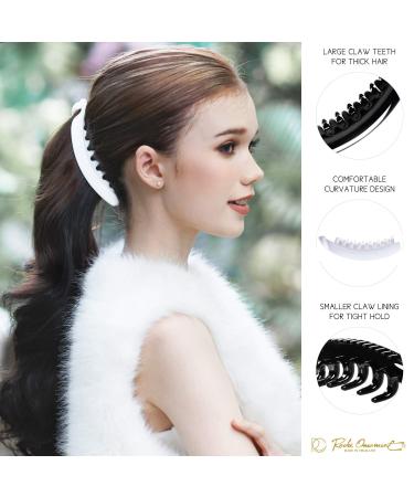 High-Quality RC Roche 6-Pack Ponytail Hair Clips | Robust Banana Clasps for Volume | Large Black & White Hair Accessories - Buy Online on GoSupps.com