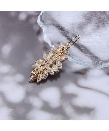 Bohemia Rhinestone Leaf Hair Clip Barrette - Gold Crystal Hairpin for Women and Girls - Buy Online on GoSupps.com