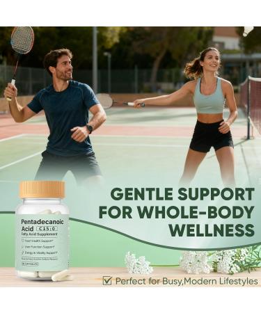 Pentadecanoic Acid C15:0 Fatty Acid Supplement - 3X Omega 3 Fish Oil Healthy Aging Supplement for Gut Health Liver Support 90 Vegan Capsules (1) - Buy Online on GoSupps.com