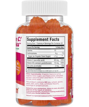 Vitamin C Gummies with Zinc - Respiratory and Immune Support - 60 Fruit Shaped Gummies - No Preservatives - Maxi-Health - Buy Online on GoSupps.com